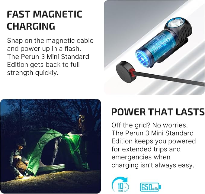 OLIGHT Perun 3 Mini Headlamp 1250 Lumens LED Head Flashlight, Rechargeable - Image 7