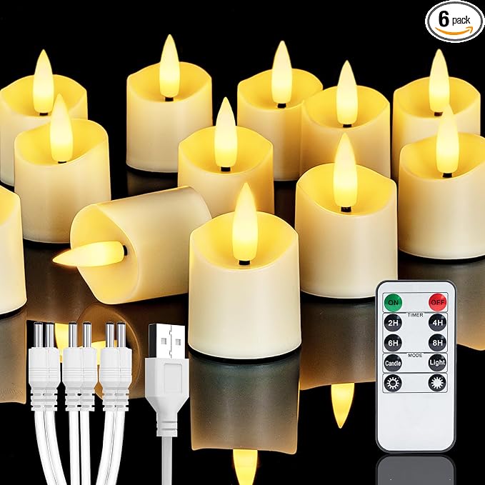 Homemory Rechargeable Flameless Candles, 2/4/6/8H Timer LED Votive Candles by Homemory