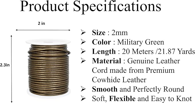 GENIQUE Real/Genuine Round Leather String Cord - Image 2