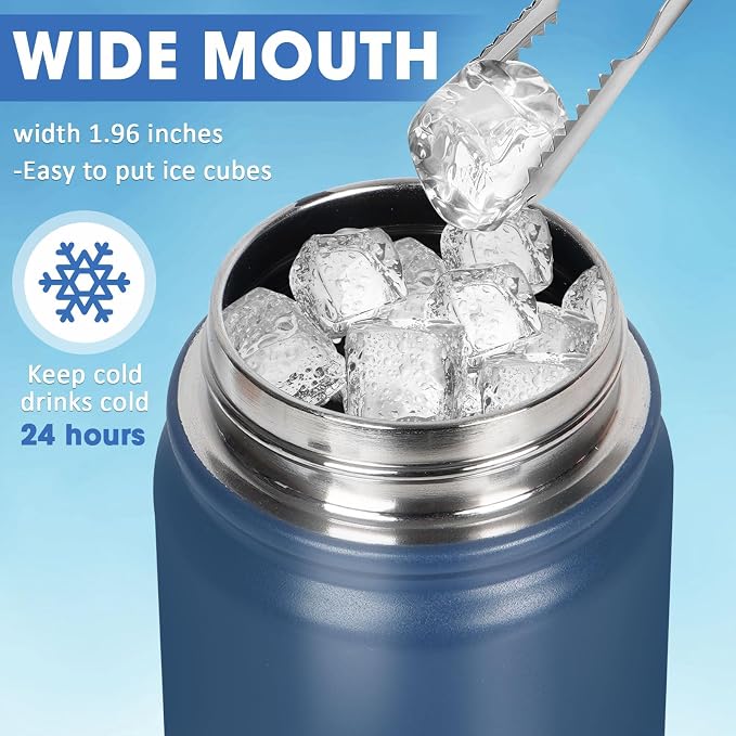 Insulated Water Bottle 24oz, Stainless Steel Double Wall Vacuum Sports Flask - Image 8