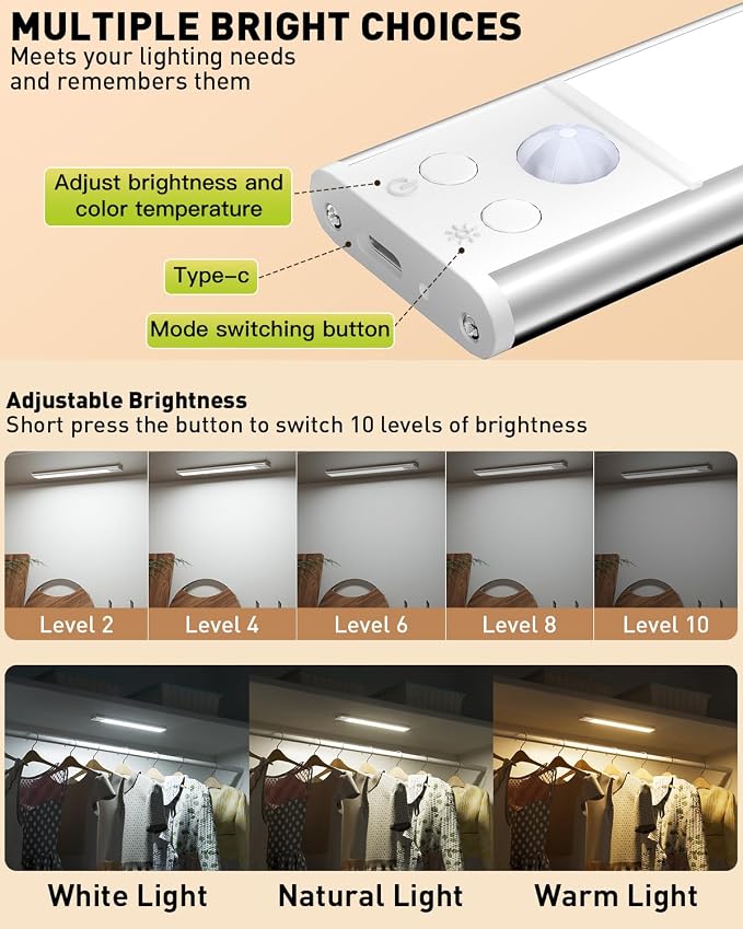 Under Cabinet Lighting, Rechargeable Motion Sensor Light Indoor, 4 Pack - Image 5