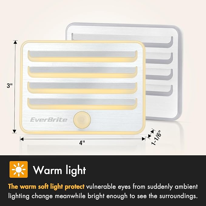 EverBrite Motion Sensor Night Lights, LED Soft Warm Light, Battery Powered Auto - Image 4