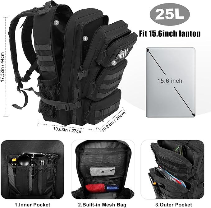 Military Tactical Backpack 25L Day Backpack - Image 3