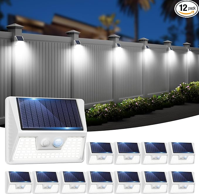 vighep 12Pack White Solar Lights Outdoor Motion Sensor, 6000K Cool Light/3 by Vighep