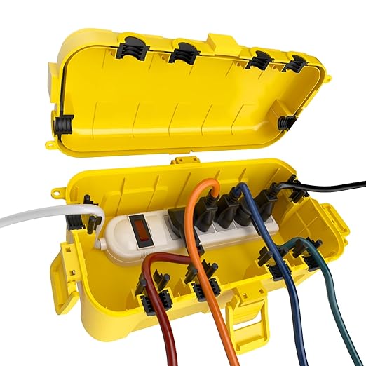 Flemoon Medium Outdoor Electrical Box, IP54 Waterproof Extension Cord Cover w/6 by FLEMOON