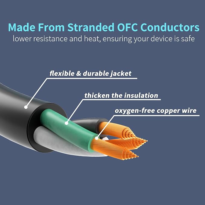 Energeaster 16/3 15 Ft 3 Outlet Extension Cord Outdoor Waterproof, 3 Prong - Image 2
