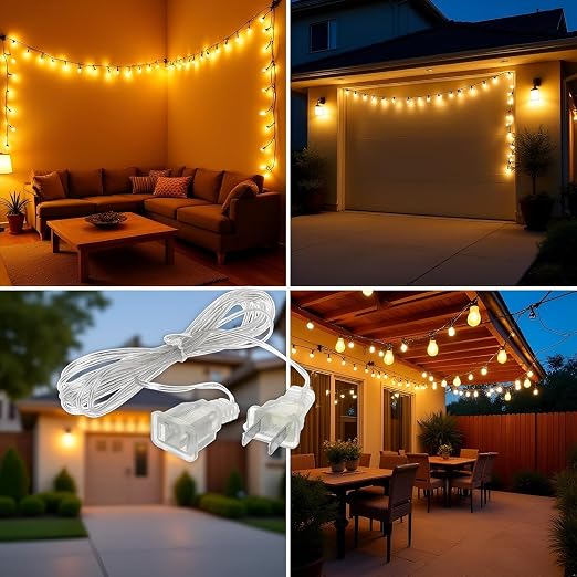 Clear Outdoor String Light Extension Cord Waterproof Flexible Transparent Cable - Image 3