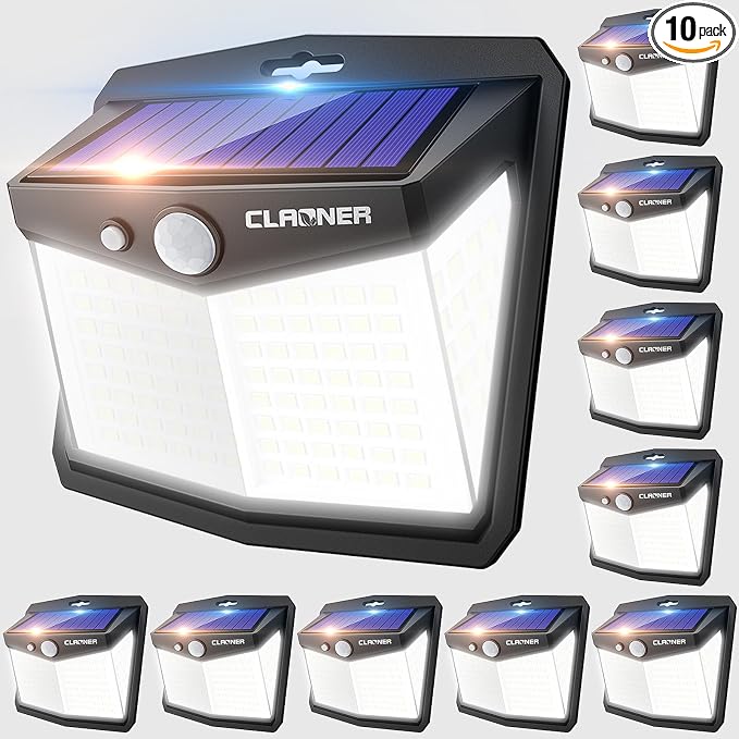 CLAONER Solar Lights Outdoor, Motion Sensor Lights 3 Working Modes by Claoner