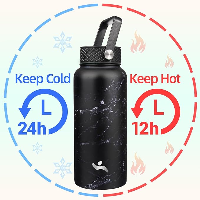 Konokyo 32 oz Insulated Water Bottle Stainless Steel Sport Bottles - Image 2