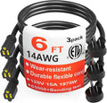 HUANCHAIN 14 Gauge 6 Feet Flat Plug Extension Cord Black Indoor Outdoor by huanchain