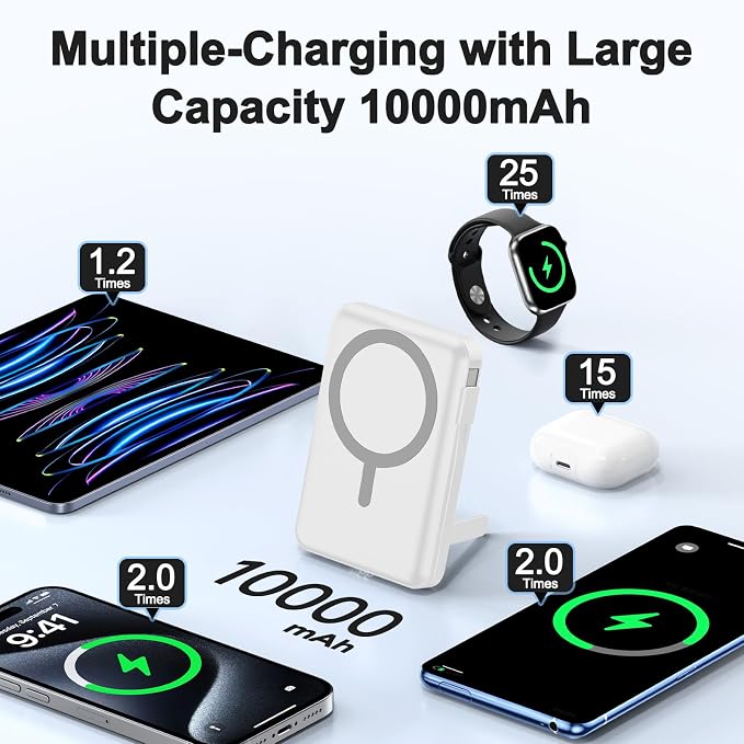 Magnetic Portable Charger, 10000mAh Wireless Power Bank - Image 2