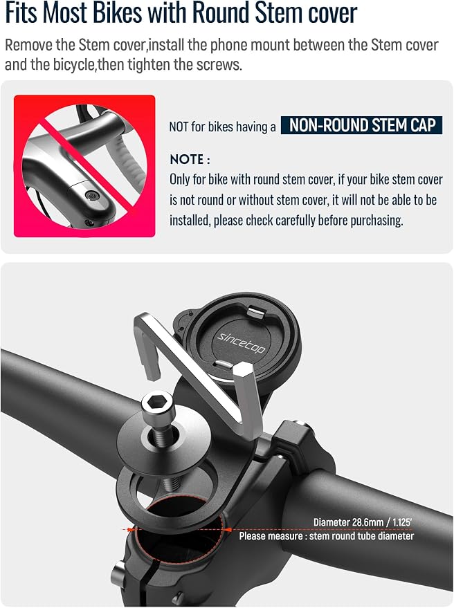 sincetop Bike Phone Mount, Mountain Bicycle Stem Phone Holder-Aluminum - Image 2