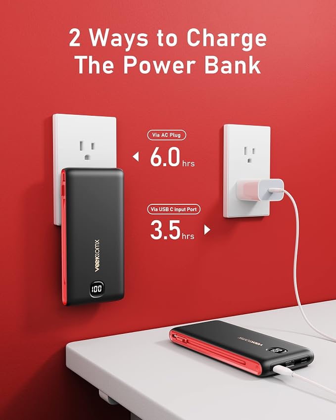 VEEKTOMX Portable Charger with Built in Cables 10000mAh, Power Bank - Image 4