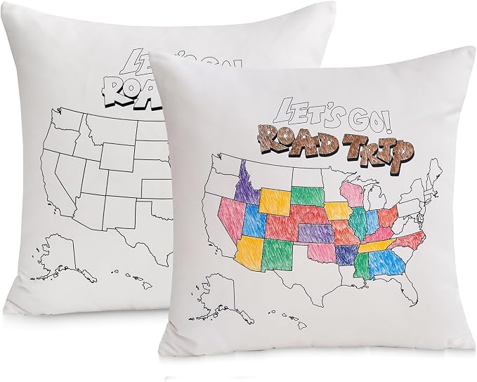 Let's go a Road Trip USA Map Coloring Pillowcase by Unknown