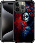 for iPhone 16 Pro Max Case, Skull Lady Rose Pattern Graphic Design Girl Boy by FKBRCL4U