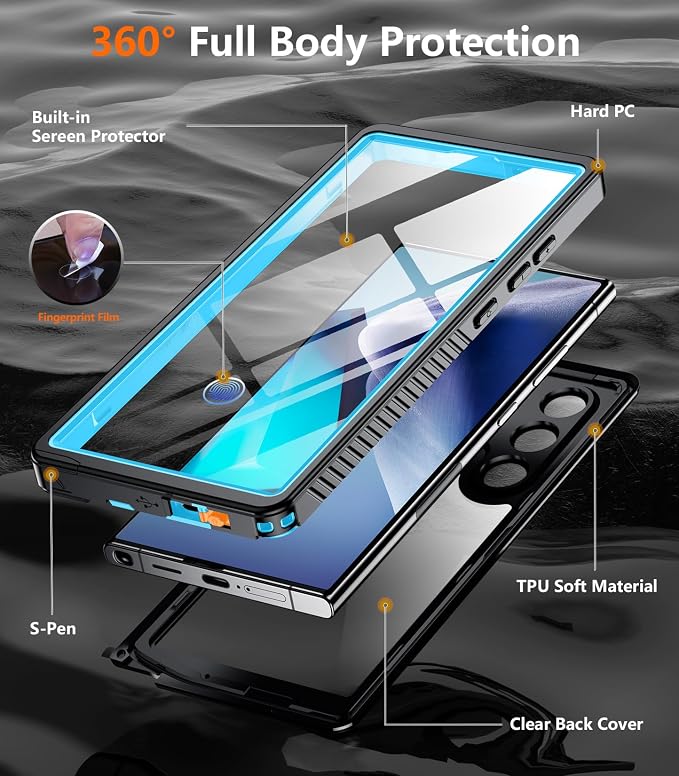 Temdan Designed for Samsung Galaxy S24 Ultra Case, Waterproof Built-in Lens & - Image 5