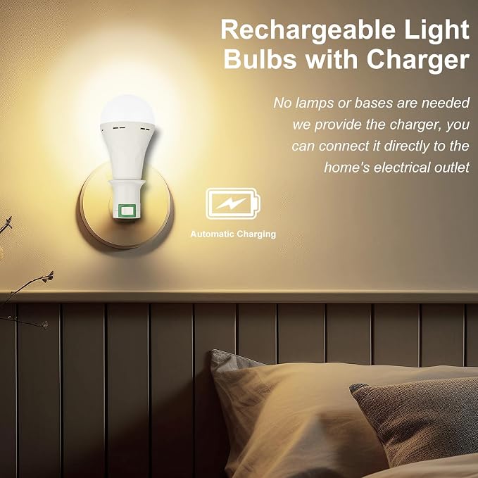 Ostwiki Rechargeable Light Bulbs, 6 Pack Battery Operated Backup Emergency - Image 4