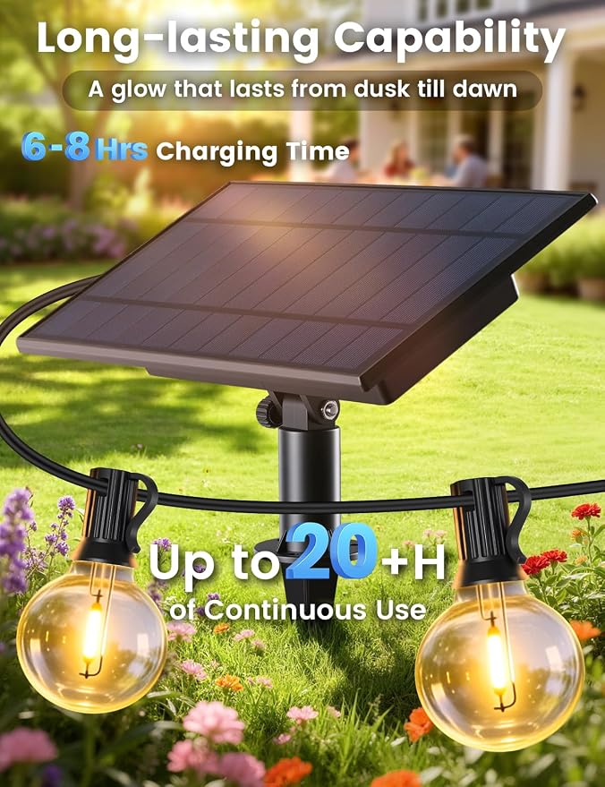 Brightever 150FT Solar String Lights Outdoor Waterproof, G40 Solar Lights - Image 3