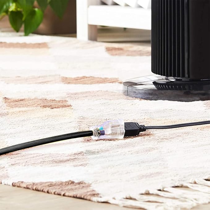 Extension Cord with Lighted End, UL Certified, 12 Gauge 1FT Black 3 Prong Heavy - Image 6
