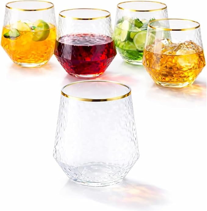 Oojami 40 count Diamond 12 Ounce Cups Unbreakable Stemless Plastic Wine by Oojami