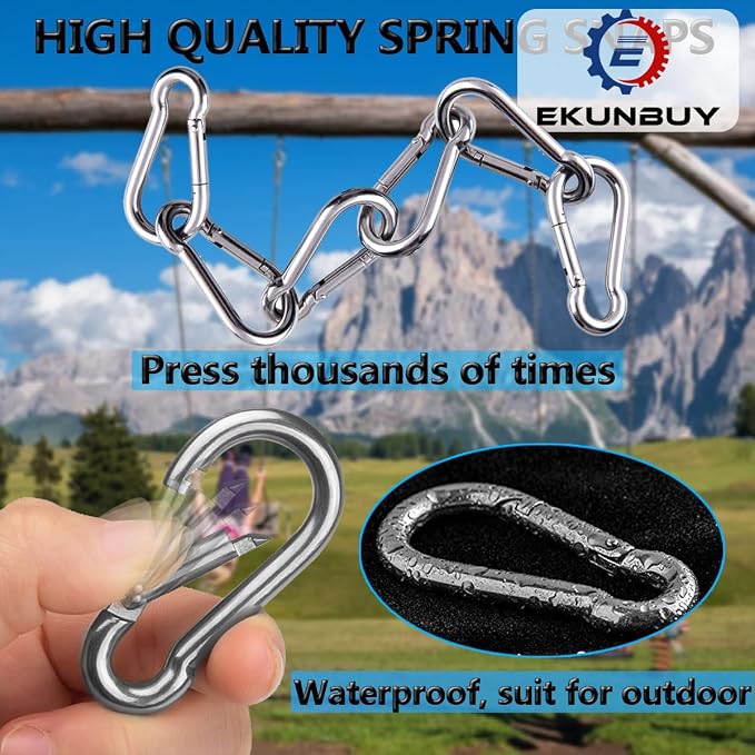 Spring Snap Hooks, 304 Stainless Steel Metal Clip Heavy Duty Rope Connector - Image 6