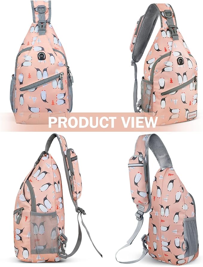 ZOMAKE Sling Bag, Penguin Pink, 5 Separate Compartments, Anti-Theft, Adjustable - Image 6