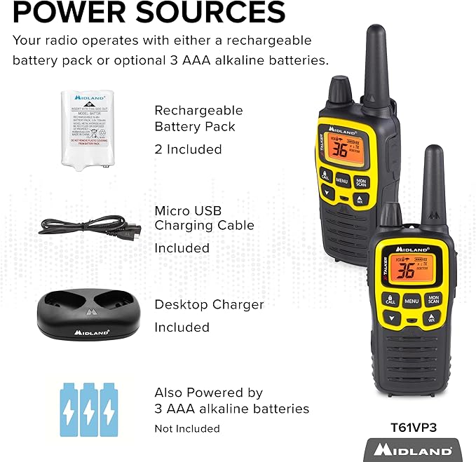 Midland® - T61VP3 X-TALKER - Two-Way Radio - 36 Channel FRS- Long Range Walkie - Image 3