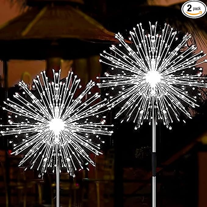 JJGoo Solar Firework Lights, 2 Pack 180 LEDs 2 Lighting Modes Solar Lights by JJGoo