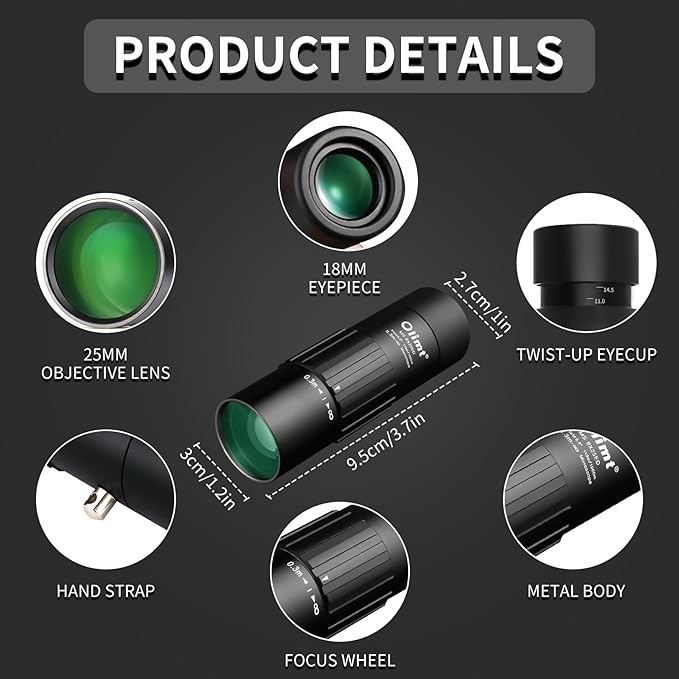 Olimt 8x25 Monocular Telescope, Mini Pocket Compact Small Size Portable - Image 2
