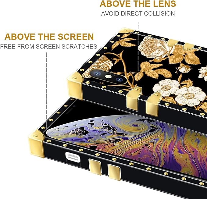 Compatible with iPhone XR Case, Blooming Rose Golden Flower Luxury Golden - Image 7