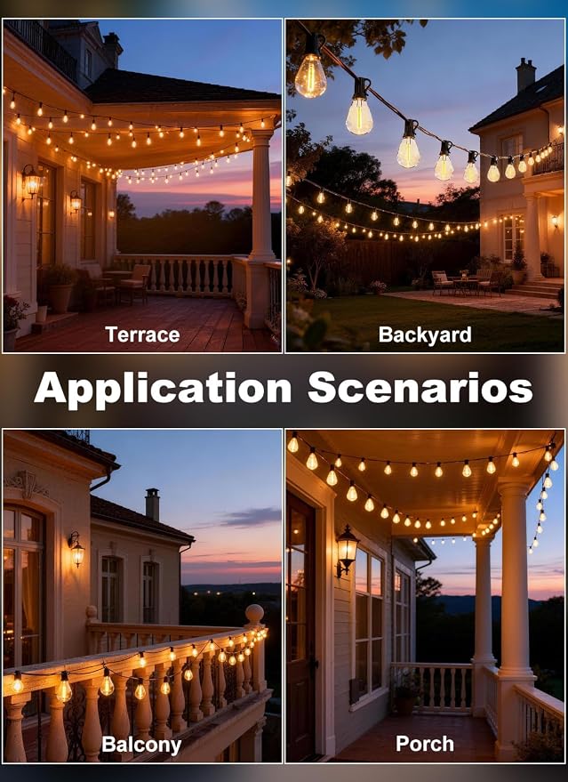 150FT Outdoor String Lights Waterproof, 50+2 Shatterproof S11 LED Bulbs - Image 8