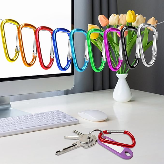 Carabiner Clips, Upins Aluminum Locking Spring Hook Keychain D Shape Heavy Duty - Image 5
