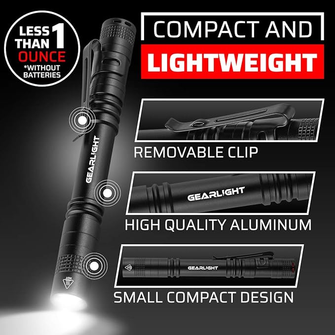 GearLight S100 LED Pocket Pen Light- 2 Small, Compact Flashlights - Image 3