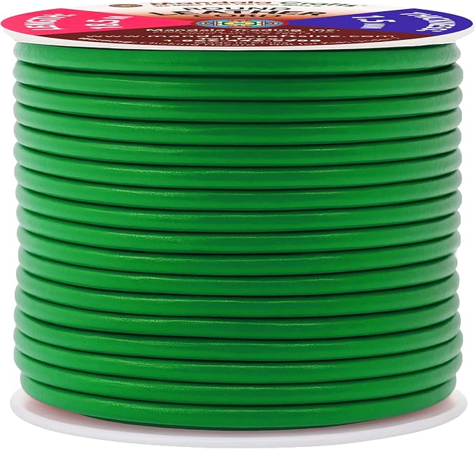 Mandala Crafts Round Genuine Green Leather Cord - Image 2