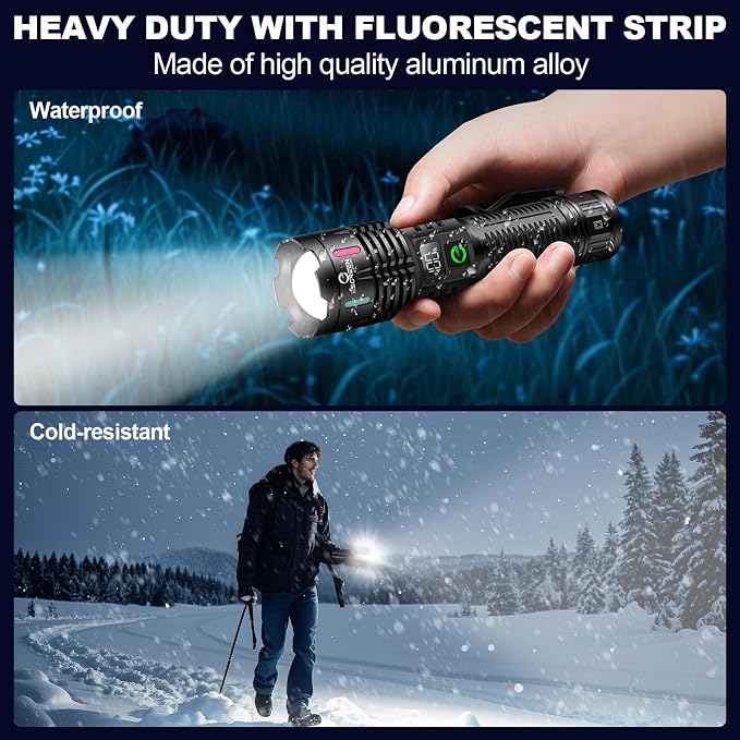 Esgreen Rechargeable Flashlights High Lumens 100000 Single 2 Modes, Super - Image 7