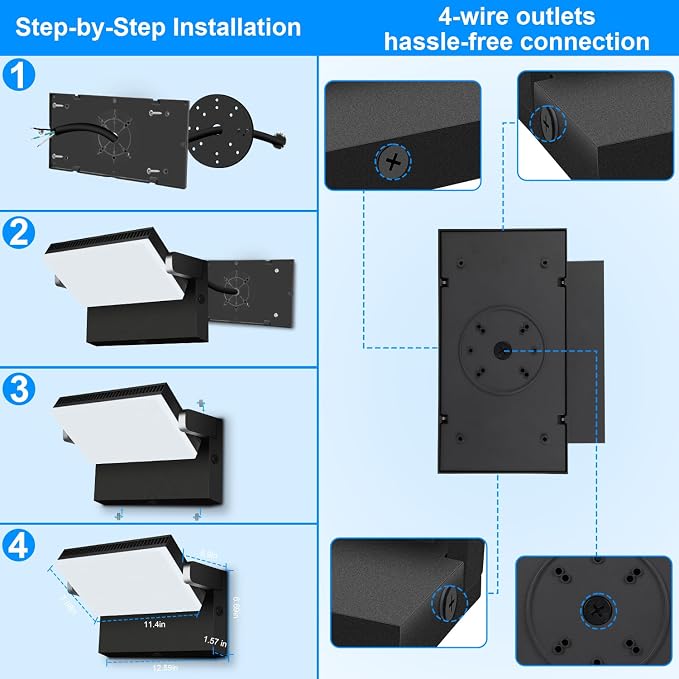 ledmo 150W Outdoor LED Flood Light Switch Control Full 360 Rotation Exterior - Image 9