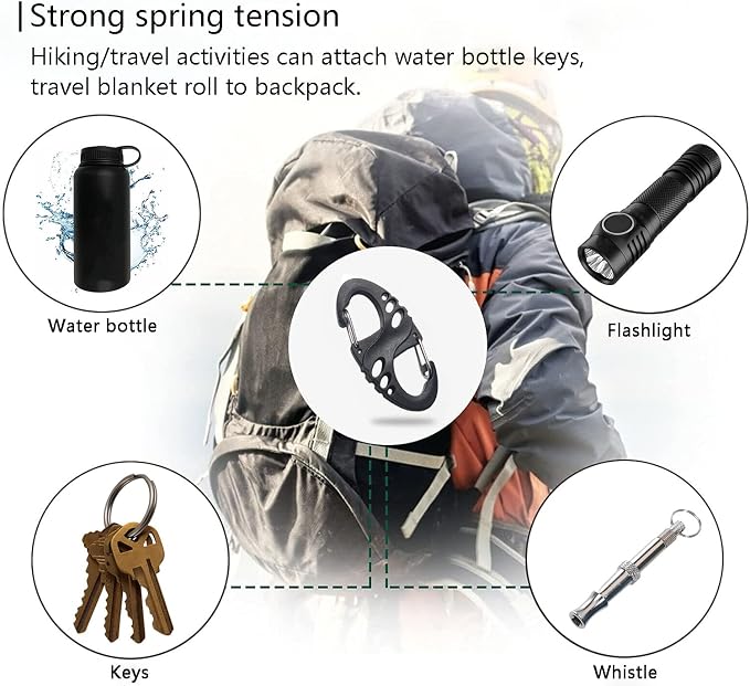 12 Pack 2" Carabiner Clip Plastic S Carabiner Clips Paracord Keychain Hooks - Image 7