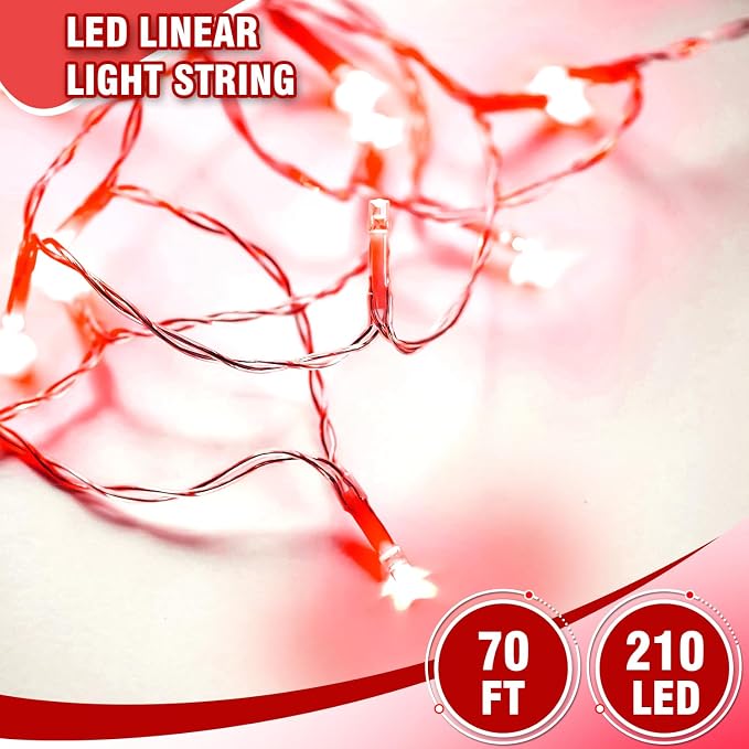 70FT Red String Lights, 210 LED Waterproof Seasonal Fairy Lights - Image 7