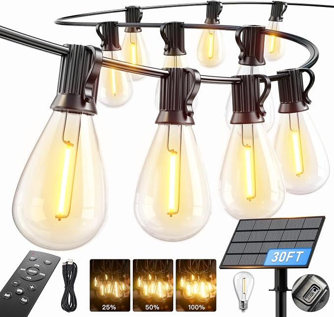 30FT Solar String Lights Outdoor Waterproof, 10+1 LED Solar Powered Lights by Unknown