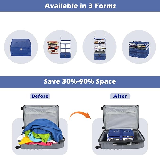 Surblue Hanging 3-Shelf Closet Organizer Pocket Collapsible Washable Oxford - Image 3