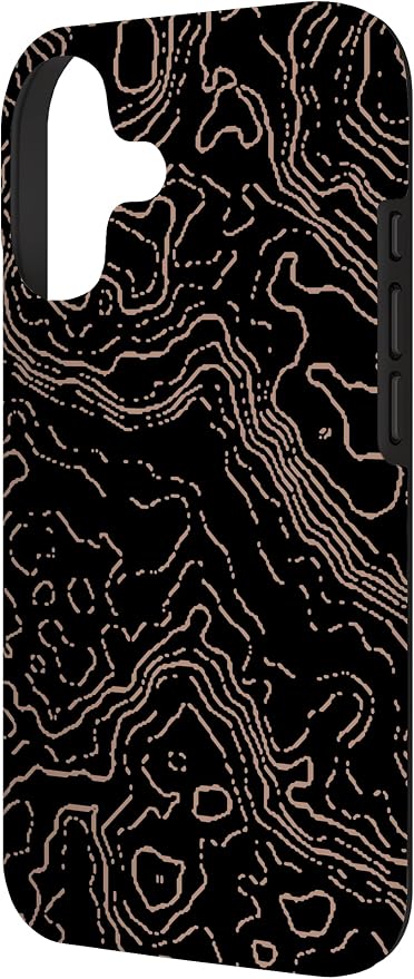 Topography Black & Brown Abstract Pattern Topographic Map Case - Image 2