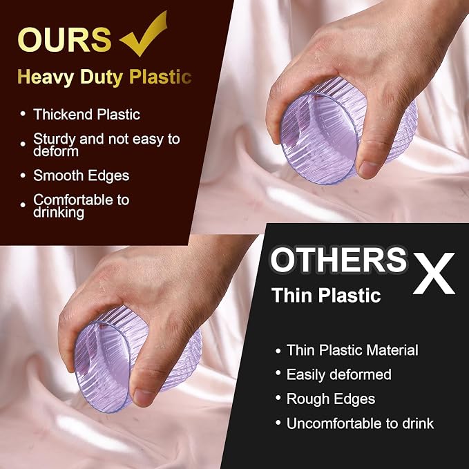 Lueumxc 40 Pack Plastic Ribbed Wine Glasses, 14Oz Origami Disposable Wine - Image 3