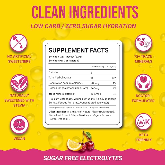 Dr. Price’s Electrolytes Hydration Powder Packets – Cherry Lemonade, 30 Packs | - Image 4