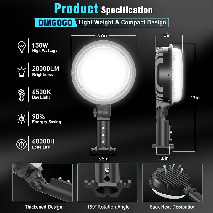 150W LED Barn Light, 20000LM Dusk to Dawn Outdoor Yard Light - Image 7