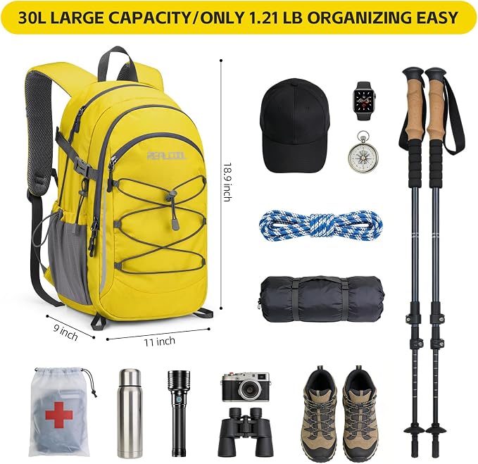 RealCool Hiking Backpack for Men Women, 30L Lightweight Waterproof Travel - Image 2