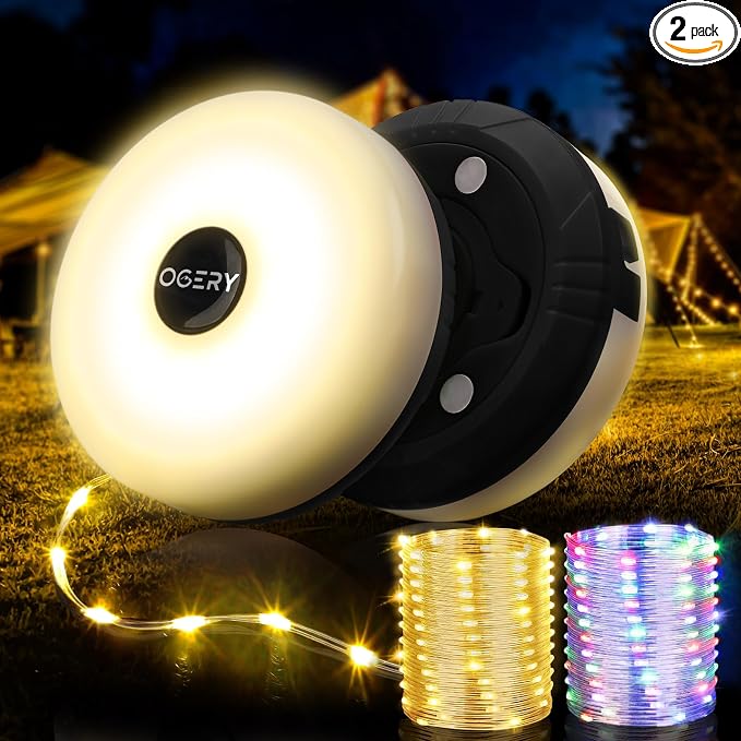 OGERY 2-Pack Camping String Lights, 32.8FT Rechargeable Christmas String Lights by OGERY