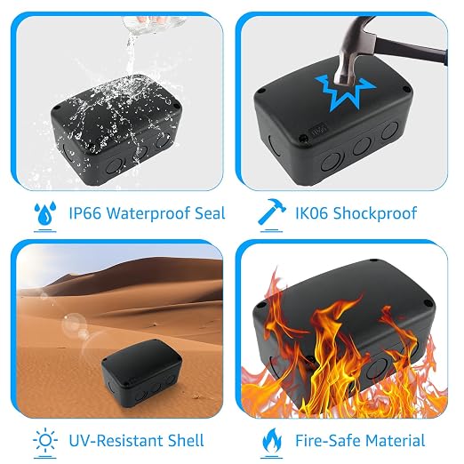 SuperInk Black Outdoor Junction Box, IP66 Waterproof Electrical Enclosure - Image 5