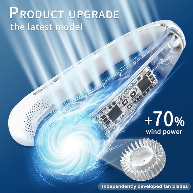 FrSara Bladeless Neck Fan, Strong Wind, Adjustable, 360° Cooling, Super Quiet - Image 2