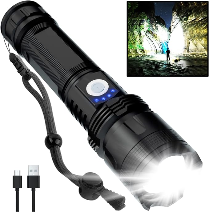 BERCOL Rechargeable Flashlights High Lumens, 90000 Lumens Super Bright LED by BERCOL
