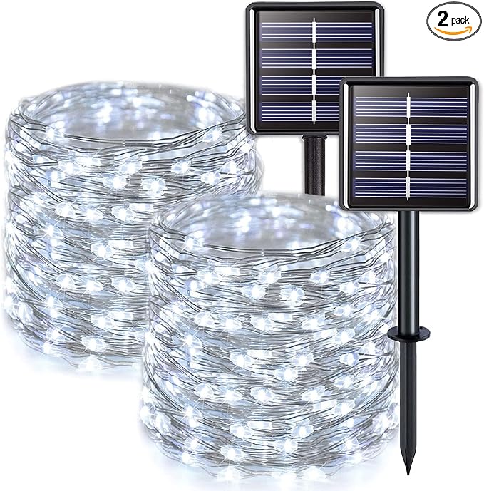 JMEXSUSS 2 Pack Solar String Lights Outdoor Waterproof, Each 33FT 100 LED Solar by JMEXSUSS